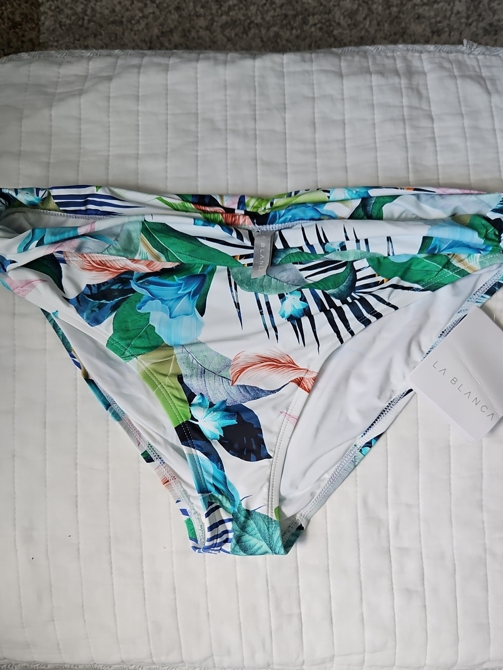 La Blanca White Tropical Floral Men's Swim Trunks